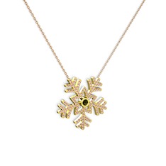 Lumi Kar Tanesi Kolye - Peridot ve pembe kuvars 18 ayar altın kolye (40 cm rose altın rolo zincir) #1lbrk75