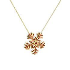 Garnet 18 ayar altın kolye (40 cm altın rolo zincir)