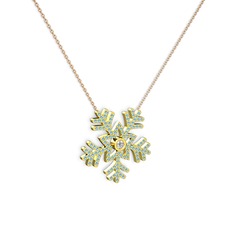 Lumi Kar Tanesi Kolye - Swarovski ve akuamarin 925 ayar altın kaplama gümüş kolye (40 cm rose altın rolo zincir) #1ncgyit