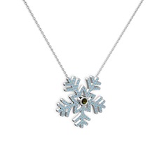 Lumi Kar Tanesi Kolye - Peridot ve akuamarin 18 ayar beyaz altın kolye (40 cm beyaz altın rolo zincir) #1njwm1y