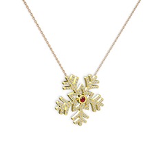 Lumi Kar Tanesi Kolye - Garnet ve swarovski 18 ayar altın kolye (40 cm rose altın rolo zincir) #1ot0lkr