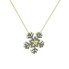 Lumi Kar Tanesi Kolye - Swarovski ve lab safir 8 ayar altın kolye (40 cm altın rolo zincir) #1q6pocz