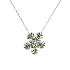 Lumi Kar Tanesi Kolye - Akuamarin ve peridot 925 ayar gümüş kolye (40 cm beyaz altın rolo zincir) #1qfs9nk