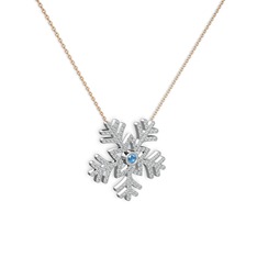 Lumi Kar Tanesi Kolye - Akuamarin ve swarovski 925 ayar gümüş kolye (40 cm rose altın rolo zincir) #1sbdw3a