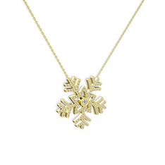 Lumi Kar Tanesi Kolye - Swarovski 8 ayar altın kolye (40 cm altın rolo zincir) #1syspkq
