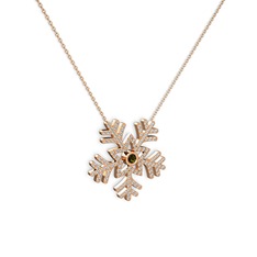 Lumi Kar Tanesi Kolye - Peridot ve beyaz zirkon 18 ayar rose altın kolye (40 cm rose altın rolo zincir) #1u4gxao