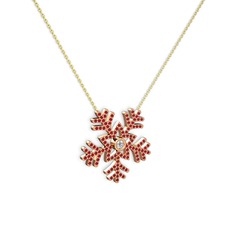 Lumi Kar Tanesi Kolye - Pırlanta ve garnet 925 ayar rose altın kaplama gümüş kolye (0.11 karat, 40 cm altın rolo zincir) #1vfe7o