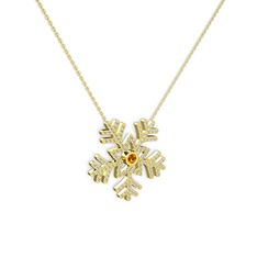 Lumi Kar Tanesi Kolye - Sitrin ve swarovski 925 ayar altın kaplama gümüş kolye (40 cm gümüş rolo zincir) #30tcv2