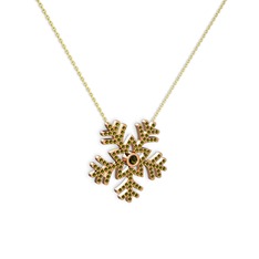 Lumi Kar Tanesi Kolye - Peridot 8 ayar rose altın kolye (40 cm altın rolo zincir) #404wgj