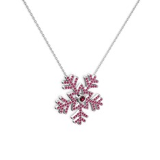 Lumi Kar Tanesi Kolye - Rodolit garnet 925 ayar gümüş kolye (40 cm beyaz altın rolo zincir) #43csq2