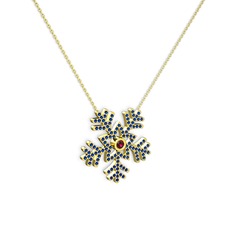 Lumi Kar Tanesi Kolye - Rodolit garnet ve lab safir 14 ayar altın kolye (40 cm altın rolo zincir) #5xjcug