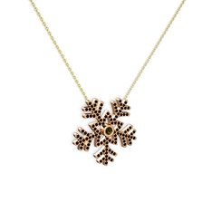 Lumi Kar Tanesi Kolye - Peridot ve siyah zirkon 925 ayar rose altın kaplama gümüş kolye (40 cm altın rolo zincir) #64pysi