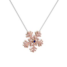 Lumi Kar Tanesi Kolye - Lab safir ve pembe kuvars 18 ayar rose altın kolye (40 cm beyaz altın rolo zincir) #7pav9t
