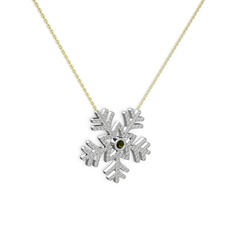 Lumi Kar Tanesi Kolye - Peridot ve swarovski 18 ayar beyaz altın kolye (40 cm altın rolo zincir) #7vwqm4