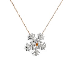 Sitrin ve swarovski 925 ayar gümüş kolye (40 cm rose altın rolo zincir)