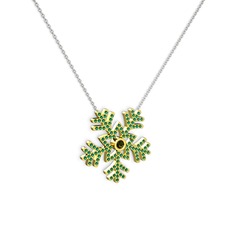 Peridot ve yeşil kuvars 925 ayar altın kaplama gümüş kolye (40 cm beyaz altın rolo zincir)