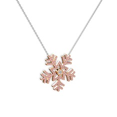 Lumi Kar Tanesi Kolye - Swarovski ve pembe kuvars 14 ayar rose altın kolye (40 cm gümüş rolo zincir) #9gp81k