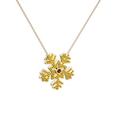 Rodolit garnet ve sitrin 18 ayar altın kolye (40 cm rose altın rolo zincir)