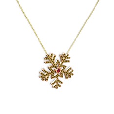 Lumi Kar Tanesi Kolye - Garnet ve peridot 925 ayar rose altın kaplama gümüş kolye (40 cm altın rolo zincir) #f09rdh