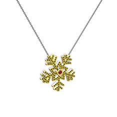 Garnet ve peridot 14 ayar altın kolye (40 cm gümüş rolo zincir)