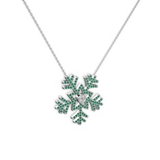 Lumi Kar Tanesi Kolye - Swarovski ve yeşil kuvars 925 ayar gümüş kolye (40 cm beyaz altın rolo zincir) #fkpr5s