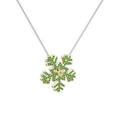 Lumi Kar Tanesi Kolye - Swarovski ve yeşil kuvars 8 ayar altın kolye (40 cm beyaz altın rolo zincir) #fxahz3