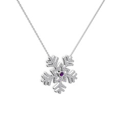 Lumi Kar Tanesi Kolye - Ametist ve swarovski 14 ayar beyaz altın kolye (40 cm beyaz altın rolo zincir) #gcv2bq