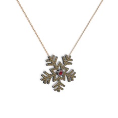 Lumi Kar Tanesi Kolye - Garnet ve dumanlı kuvars 925 ayar siyah rodyum kaplama gümüş kolye (40 cm gümüş rolo zincir) #h4yfql