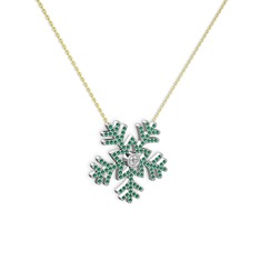 Swarovski ve yeşil kuvars 18 ayar beyaz altın kolye (40 cm altın rolo zincir)