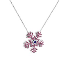 Lumi Kar Tanesi Kolye - Lab safir ve rodolit garnet 925 ayar gümüş kolye (40 cm beyaz altın rolo zincir) #ibijir