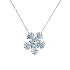 Lumi Kar Tanesi Kolye - Swarovski ve akuamarin 8 ayar beyaz altın kolye (40 cm beyaz altın rolo zincir) #ii4qe9