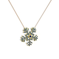 Lab safir 18 ayar altın kolye (40 cm rose altın rolo zincir)