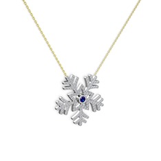 Lab safir ve pırlanta 14 ayar beyaz altın kolye (1.012 karat, 40 cm altın rolo zincir)