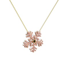 Lumi Kar Tanesi Kolye - Peridot ve pembe kuvars 18 ayar rose altın kolye (40 cm gümüş rolo zincir) #ngtoaq
