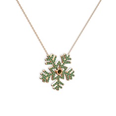 Lumi Kar Tanesi Kolye - Peridot ve yeşil kuvars 925 ayar rose altın kaplama gümüş kolye (40 cm rose altın rolo zincir) #nkrgo2