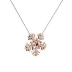 Lumi Kar Tanesi Kolye - Ametist ve swarovski 925 ayar rose altın kaplama gümüş kolye (40 cm beyaz altın rolo zincir) #o0c771