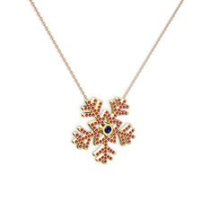 Lumi Kar Tanesi Kolye - Lab safir ve rodolit garnet 8 ayar altın kolye (40 cm gümüş rolo zincir) #pcin4b
