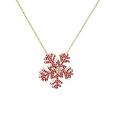 Lumi Kar Tanesi Kolye - Pırlanta ve rodolit garnet 925 ayar rose altın kaplama gümüş kolye (0.11 karat, 40 cm gümüş rolo zincir) #q8to3r