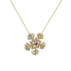 Garnet ve sitrin 18 ayar beyaz altın kolye (40 cm altın rolo zincir)