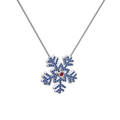 Lumi Kar Tanesi Kolye - Garnet ve lab safir 14 ayar beyaz altın kolye (40 cm gümüş rolo zincir) #qq5sao