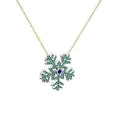 Lumi Kar Tanesi Kolye - Lab safir ve yeşil kuvars 925 ayar gümüş kolye (40 cm gümüş rolo zincir) #rnx3aj