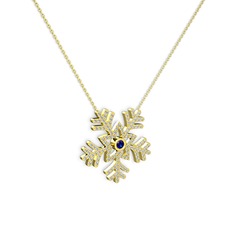 Lumi Kar Tanesi Kolye - Lab safir ve swarovski 8 ayar altın kolye (40 cm altın rolo zincir) #v40iva