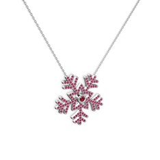 Lumi Kar Tanesi Kolye - Garnet ve rodolit garnet 925 ayar gümüş kolye (40 cm beyaz altın rolo zincir) #vstaoq