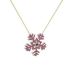 Lumi Kar Tanesi Kolye - Garnet 8 ayar beyaz altın kolye (40 cm altın rolo zincir) #xfczf1