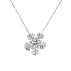 Lumi Kar Tanesi Kolye - Akuamarin ve swarovski 925 ayar gümüş kolye (40 cm beyaz altın rolo zincir) #xr7cph