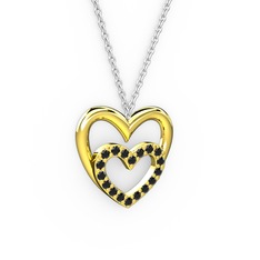 Kalpli Kolye - Siyah zirkon 18 ayar altın kolye (40 cm beyaz altın rolo zincir) #10vyyup