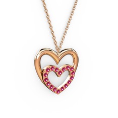 Kalpli Kolye - Rodolit garnet 14 ayar rose altın kolye (40 cm rose altın rolo zincir) #11zrncq