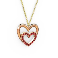 Kalpli Kolye - Garnet 925 ayar rose altın kaplama gümüş kolye (40 cm altın rolo zincir) #13cikm9