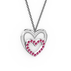 Rodolit garnet 8 ayar beyaz altın kolye (40 cm gümüş rolo zincir)