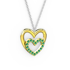 Kalpli Kolye - Yeşil kuvars 18 ayar altın kolye (40 cm beyaz altın rolo zincir) #195uiai